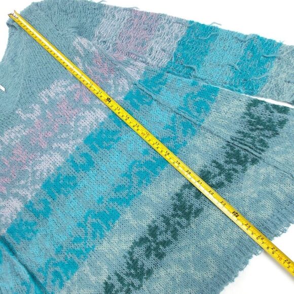 FREE PEOPLE Alpaca Wool Candlelight Oversized Tunic Sweater Small Blue Boho - Picture 4 of 8